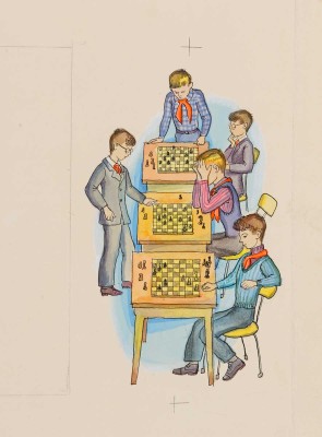 Винокур Владимир Исаакович. Сеанс одновременной игры в шахматы